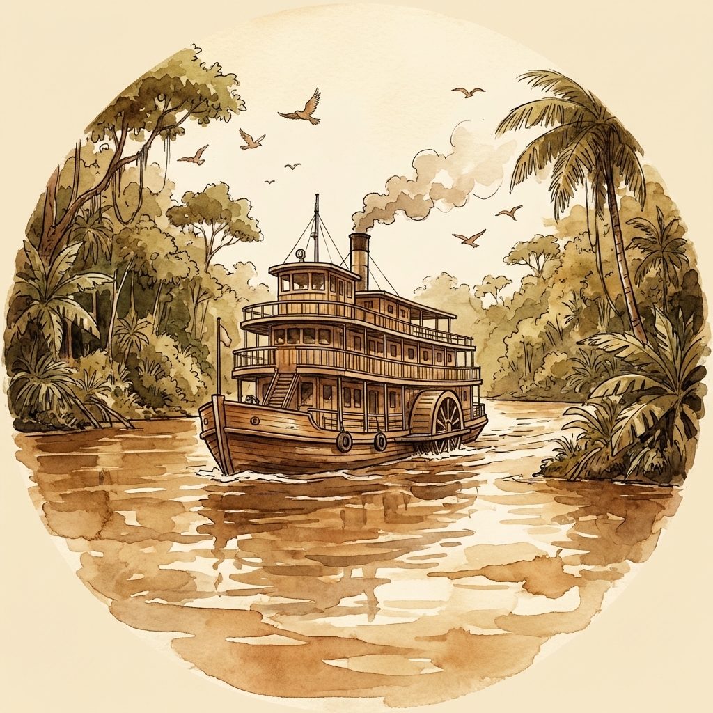 Amazon River Boat reading badge
