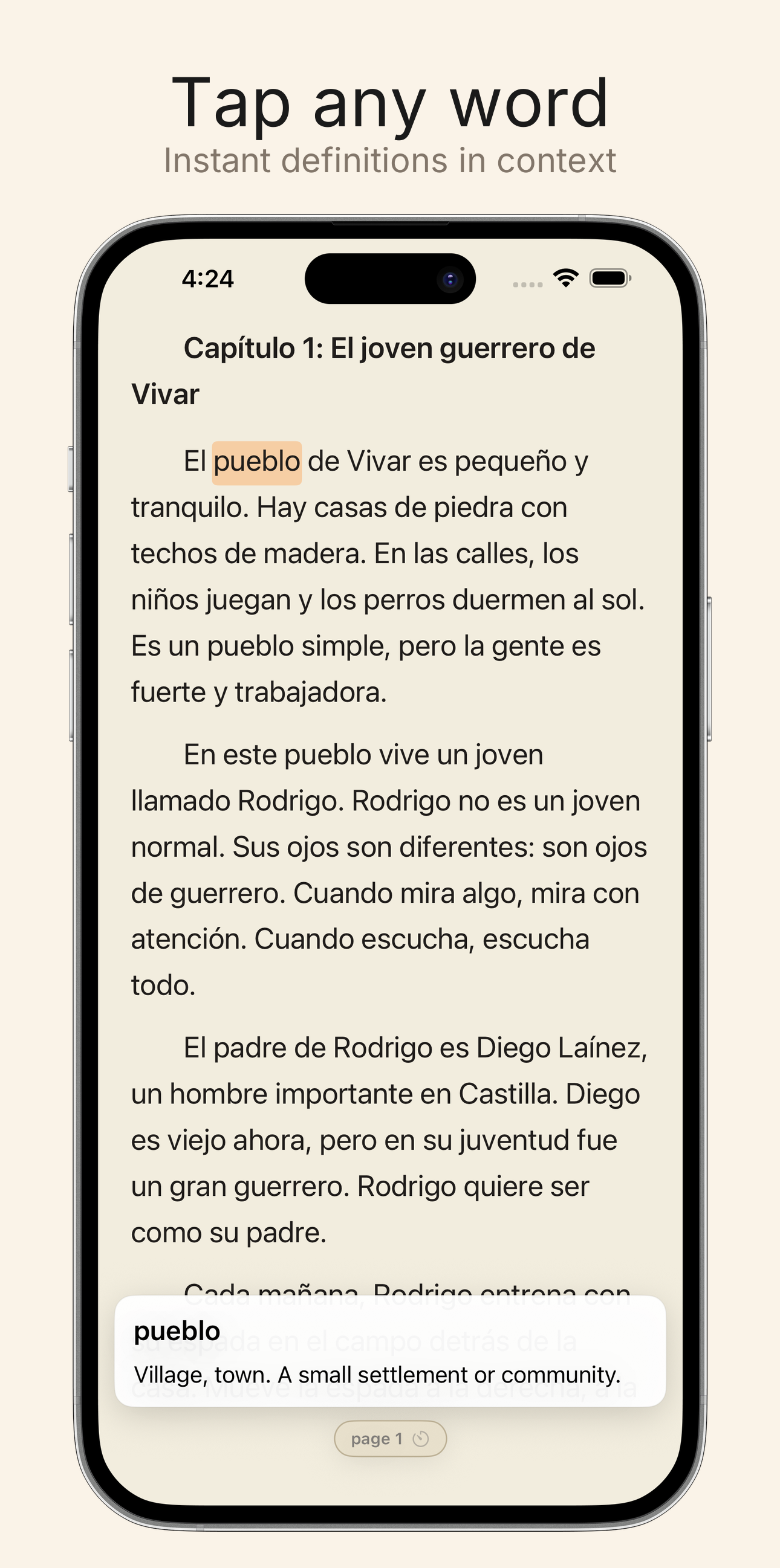 Read with word definitions and sentence translations